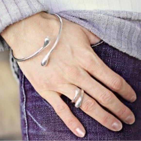 STERLING SILVER Water Drop Bean Jewelry Set Earrings Ring Bracelet Pendant Chain - Picture 4 of 11